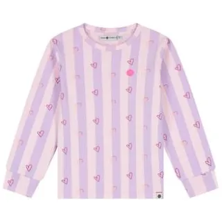Stains&Stories gestreepte pyjama met hartjes lichtroze/lila, foto 4