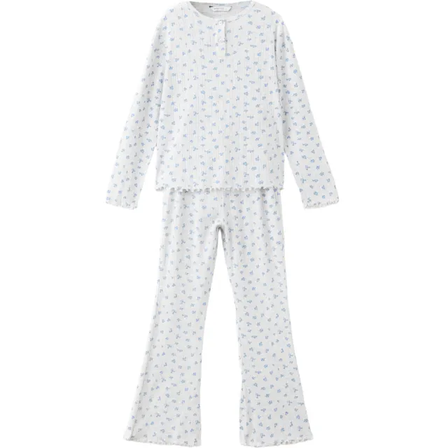 Mango gebloemde pyjama pastelgrijs Pastelgrijs/blauw