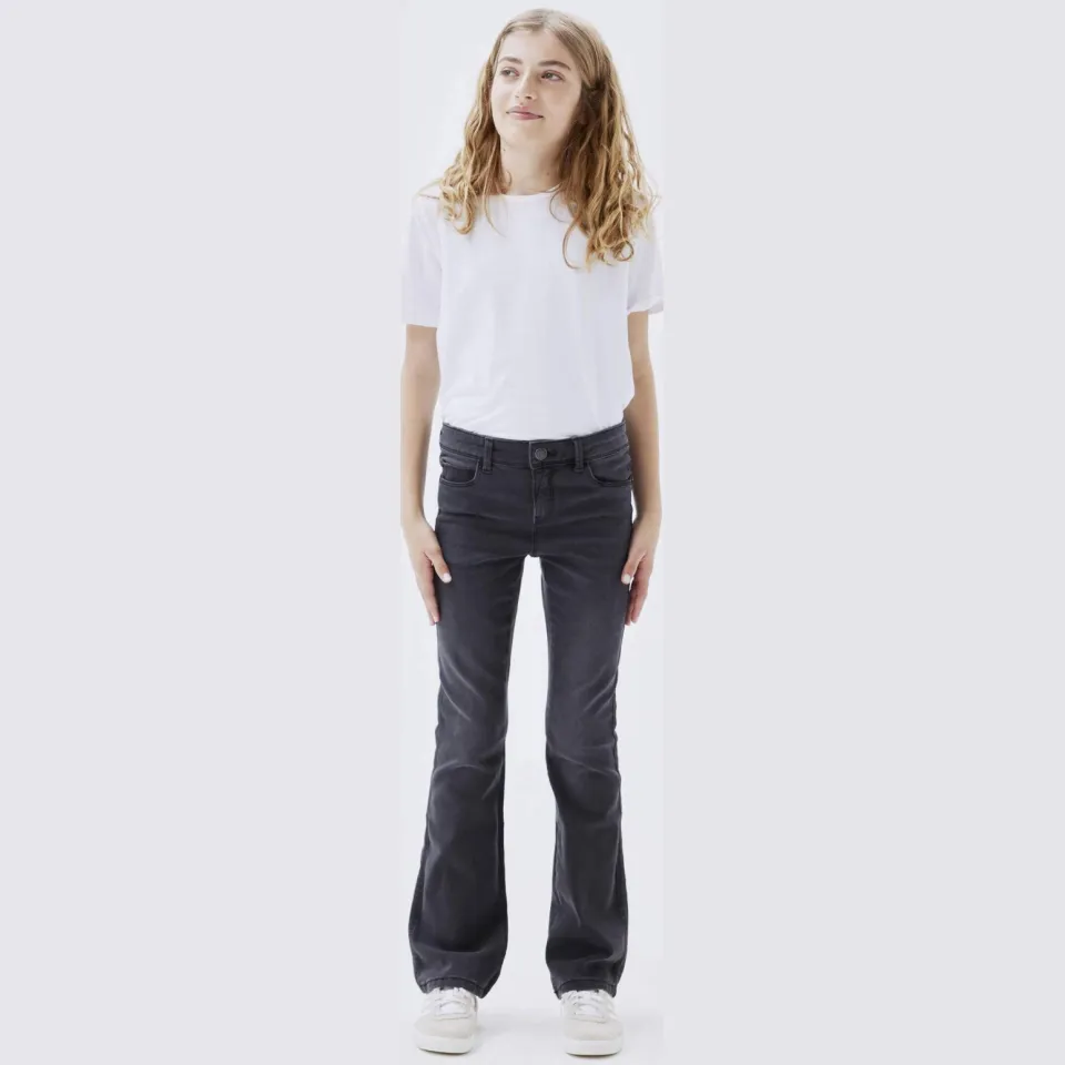 NAME IT KIDS bootcut fit jeans NKFPOLLY dark grey denim