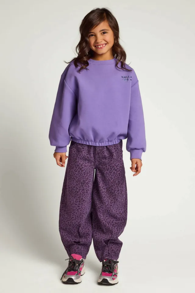 LOOXS little little leopard barrel jeans met panterprint - paars