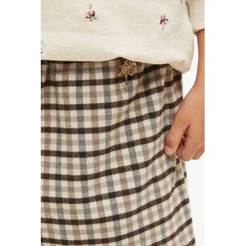 S.Oliver geruite korte rok bruin/beige, foto 3