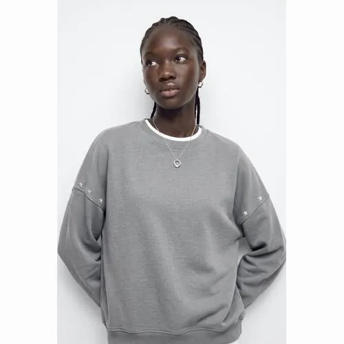 Mango TEEN oversized sweater met studs - grijs
