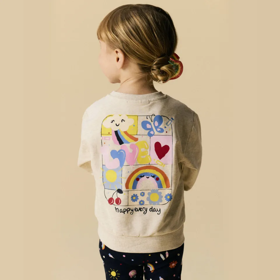 NAME IT MINI rechtvallende sweater met backprint - beige, foto 4
