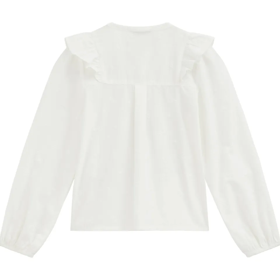 WE Fashion blouse met ruches ecru ronde hals, foto 4