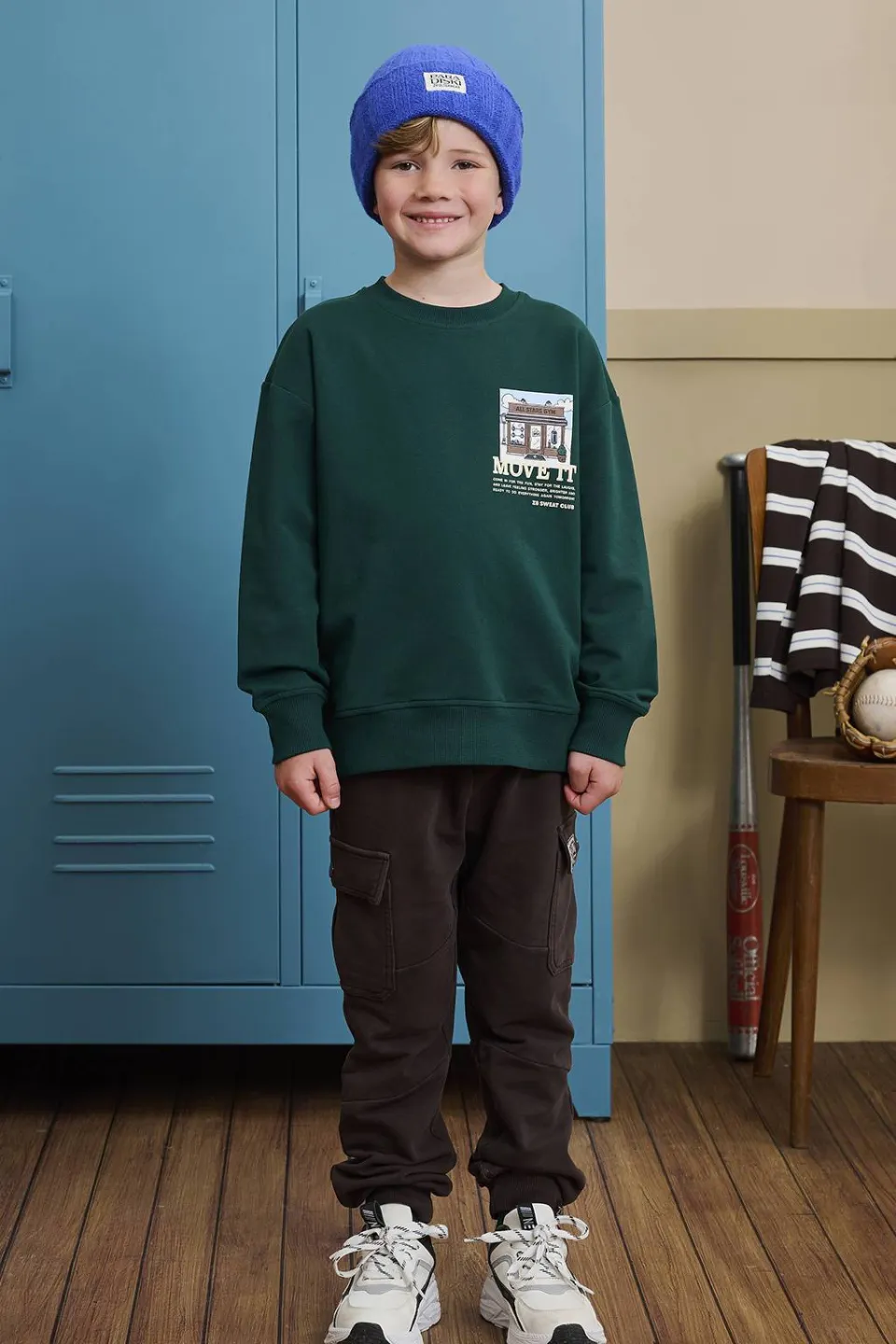 Z8 kids sweater Felix met backprint donkergroen