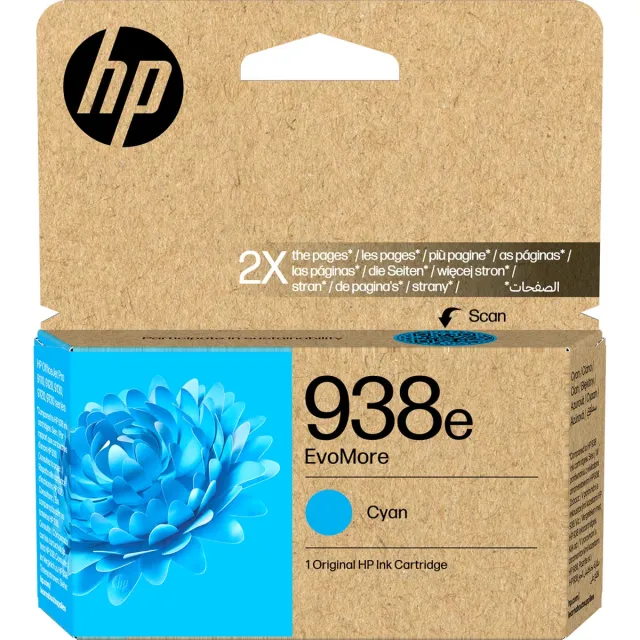 Hp 938e EvoMore Cyaan Original Ink