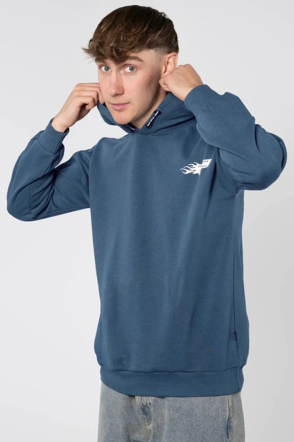 No Way Monday X Job Dutchtuber oversized hoodie met backprint - blauw