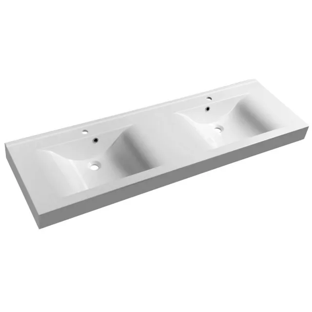 Sapho Wastafel Sapho Flavia Dubbel Rechthoek 160x50 cm Cast Marble Wit