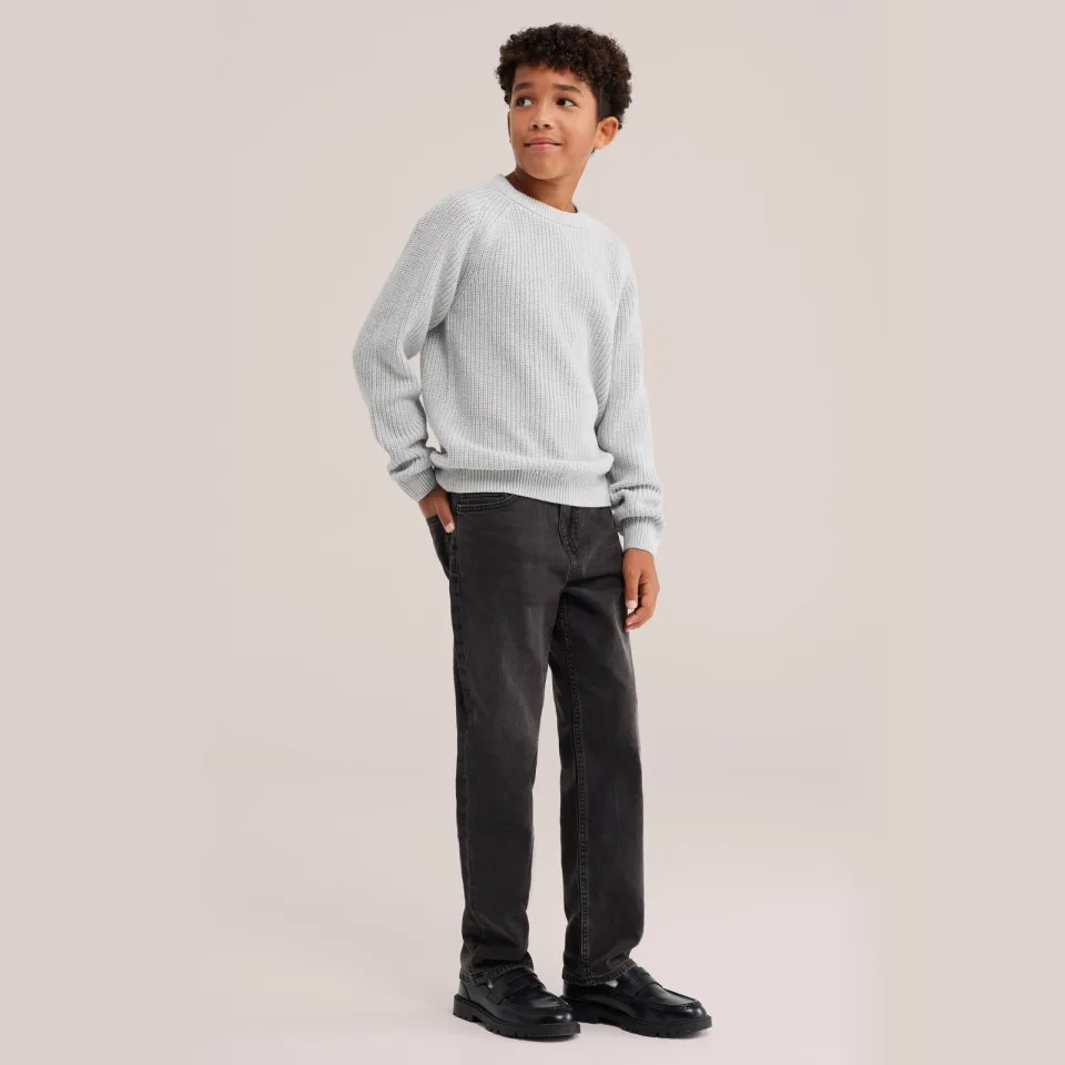 WE Fashion katoenen gebreide trui - lichtgrijs, foto 3
