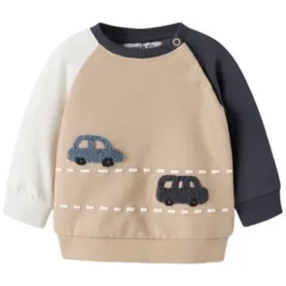 NAME IT BABY rechtvallende sweater met print - beige Meerkleurig Beige/donkerblauw/offwhite