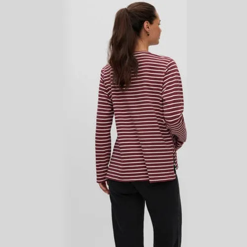 Mamalicious gestreepte zwangerschapslongsleeve donkerrood donkerrood/ecru, foto 4