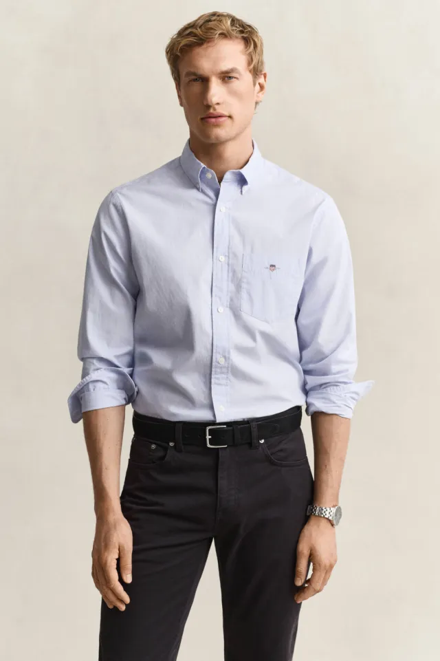 Gant regular fit poplin overhemd lichtblauw