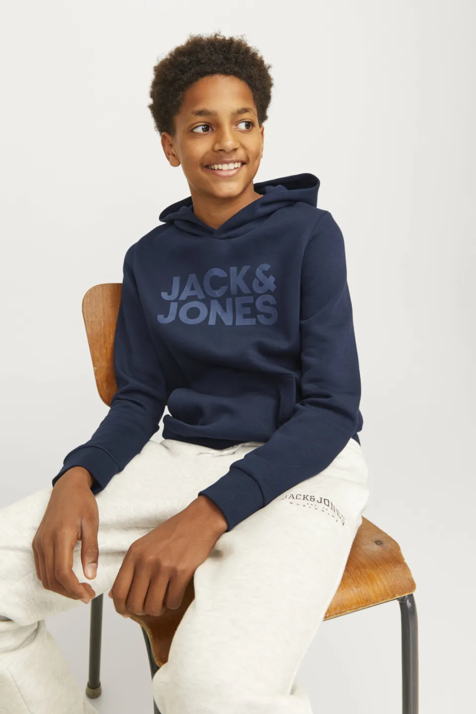 Jack & Jones JUNIOR hoodie JJECORP met tekst donkerblauw, foto 4