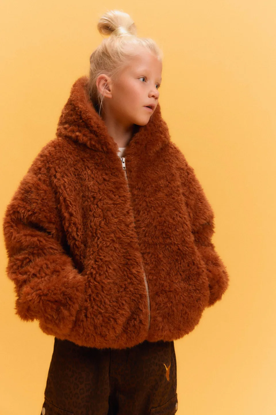 Alix The Label Mini faux fur winterjas cognac, foto 3