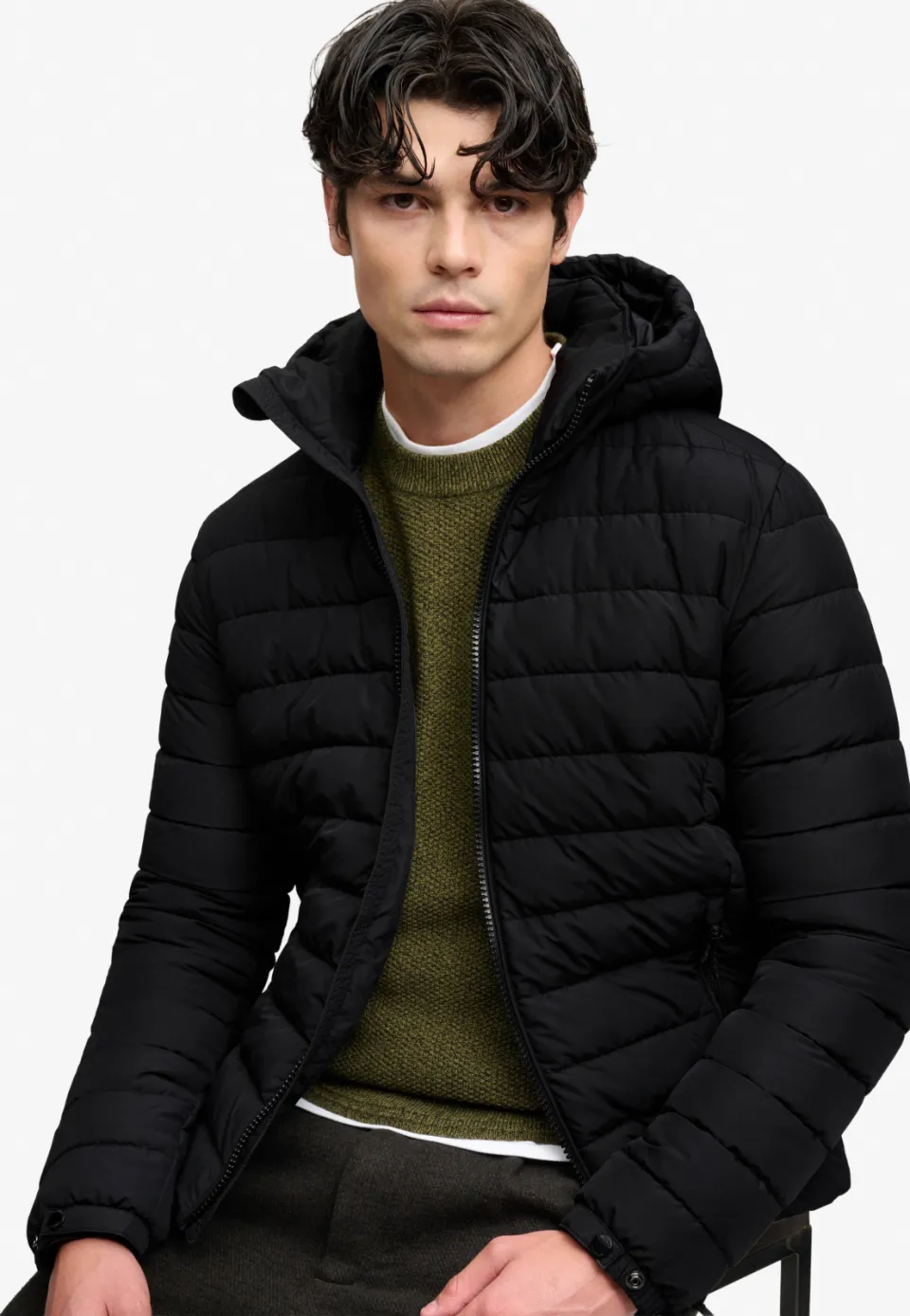 Superdry Hooded Fuji Midweight Padded jas zwart, foto 3