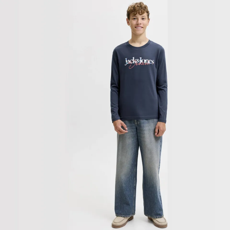 Jack & Jones Junior longsleeve met logo donkerblauw