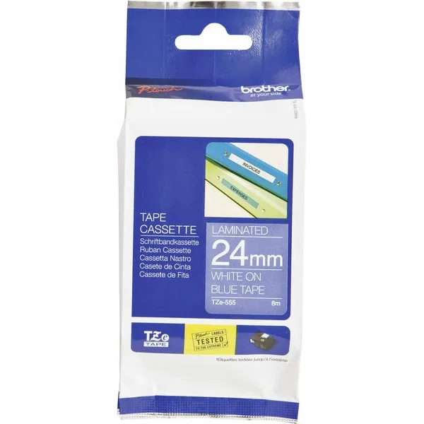 Brother TZe-555 Tape Wit op blauw (24 mm)