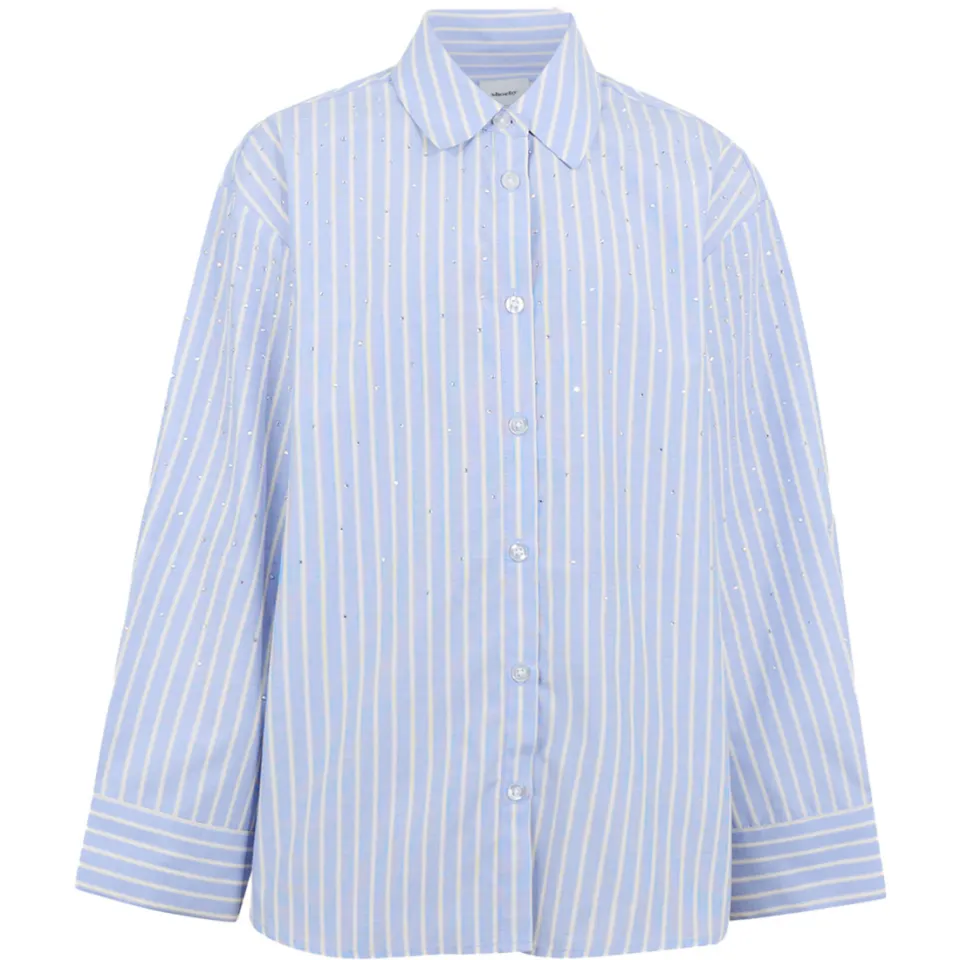 Shoeby gestreepte blouse lichtblauw, foto 2
