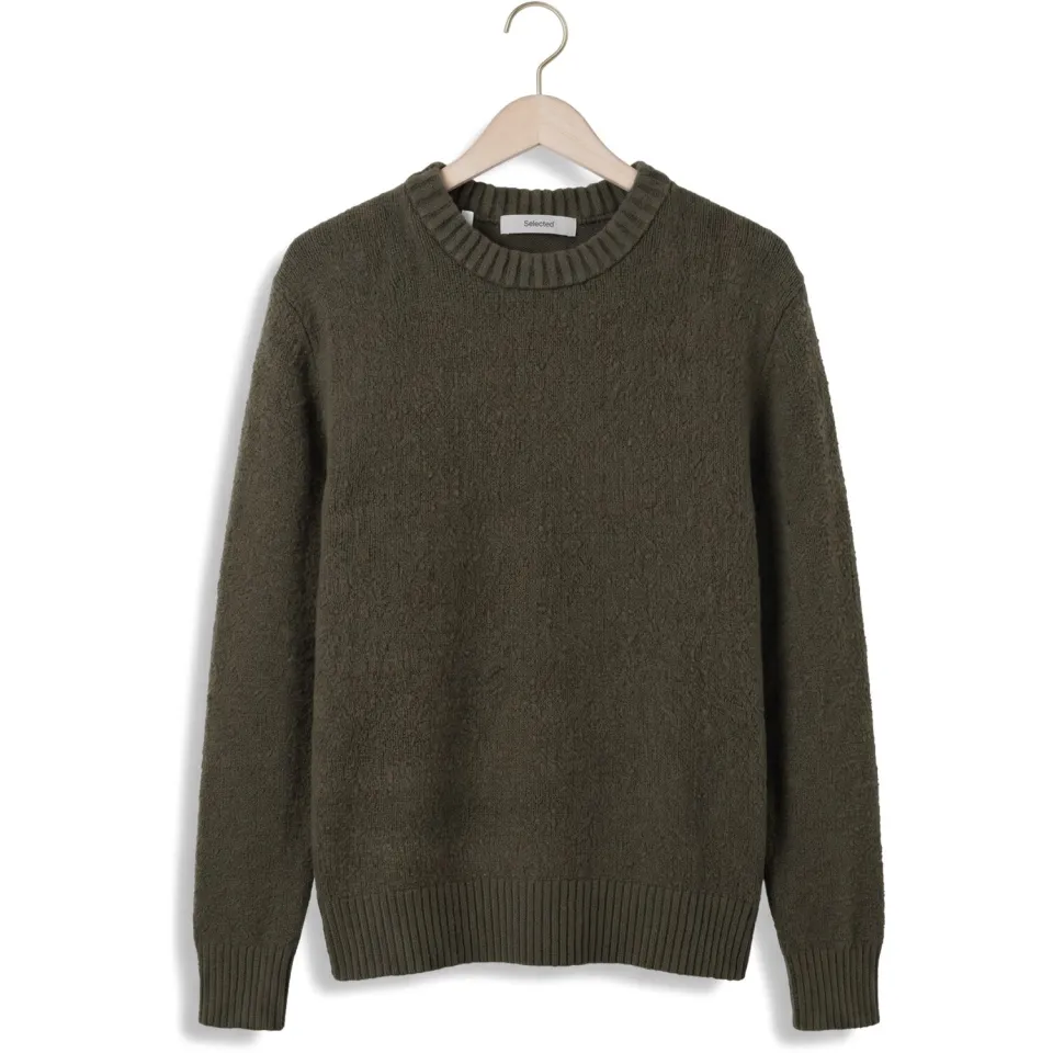 SELECTED MEN Heren Truien & Vesten Slhalex Ls Knit Crew Neck Noos - Donkergroen, foto 2