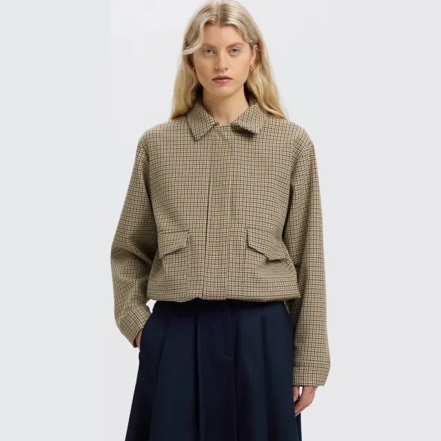 Selected Women geruite jas - bruin