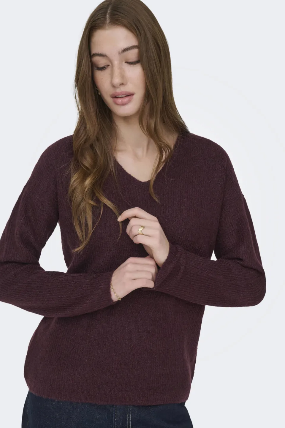 Only pullover donkerrood gebreid, foto 6