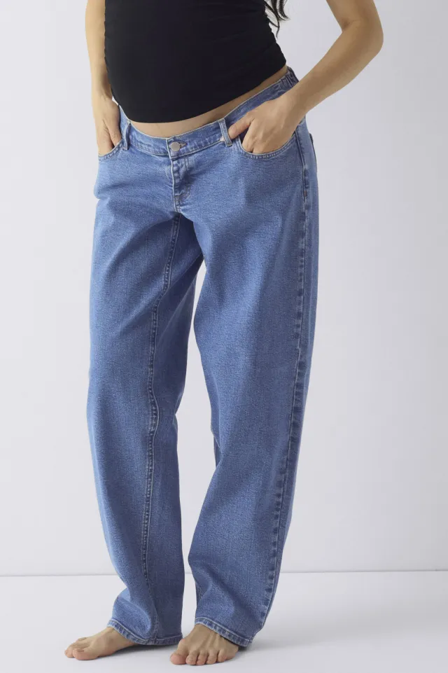 Only MATERNITY Olmluma low waist zwangerschaps straight leg jeans medium blue denim