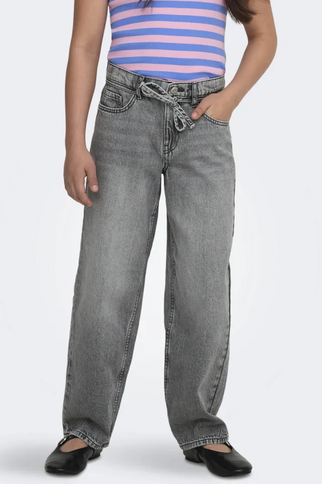 Only KIDS ONLY GIRL high waist straight leg jeans grey denim Medium Grey Denim