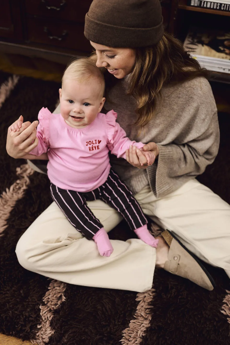 Z8 newborn Juniper gestreepte babybroek donkerbruin roze, foto 6