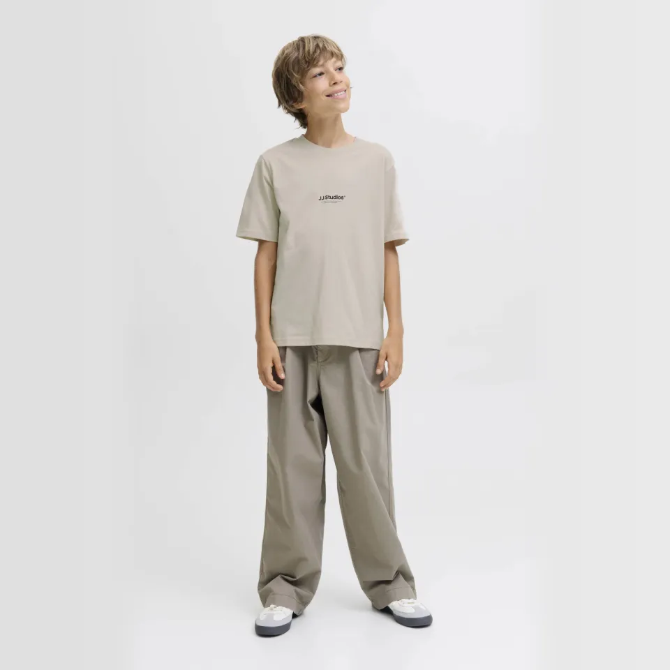 Jack & Jones junior T-shirt beige met tekst