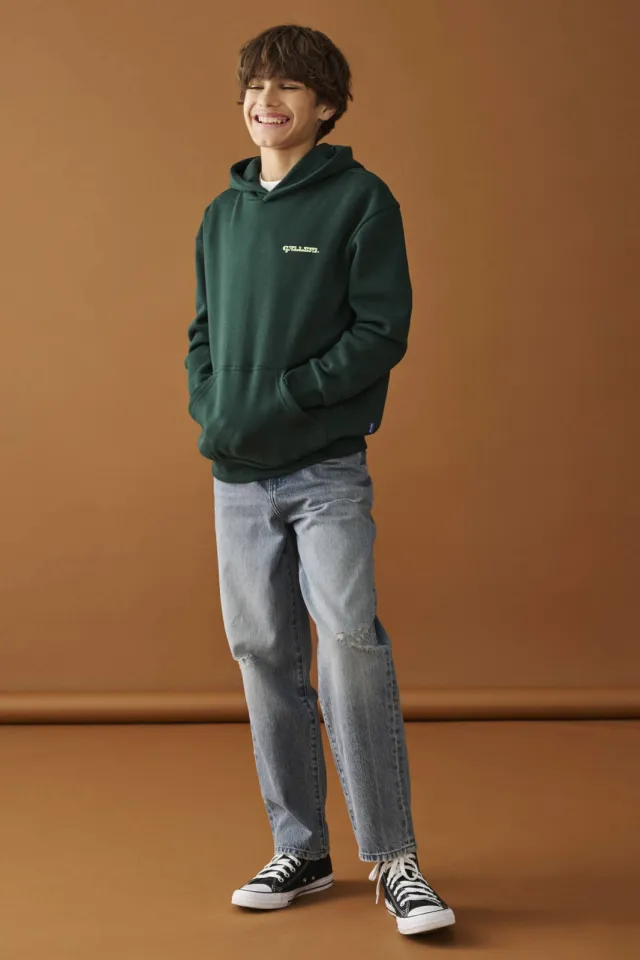 Only & Sons JUNIOR hoodie met backprint - donkergroen