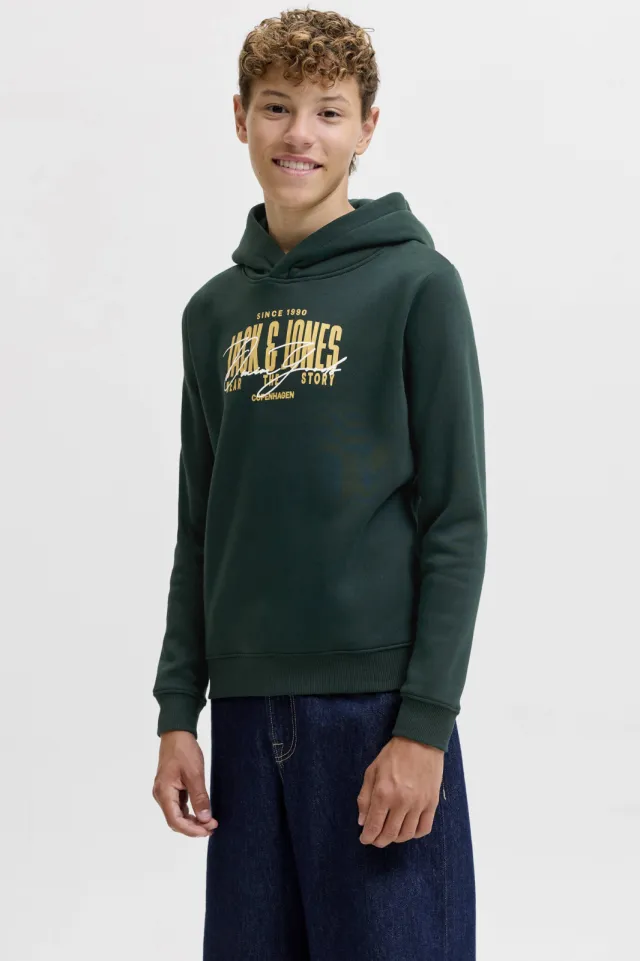 Jack & Jones JUNIOR hoodie met logo - donkergroen