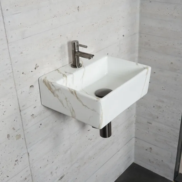 Wiesbaden Fonteinset Carrara Marmerlook Wiesbaden Color Gun Metal (kraangat midden) Gunmetal