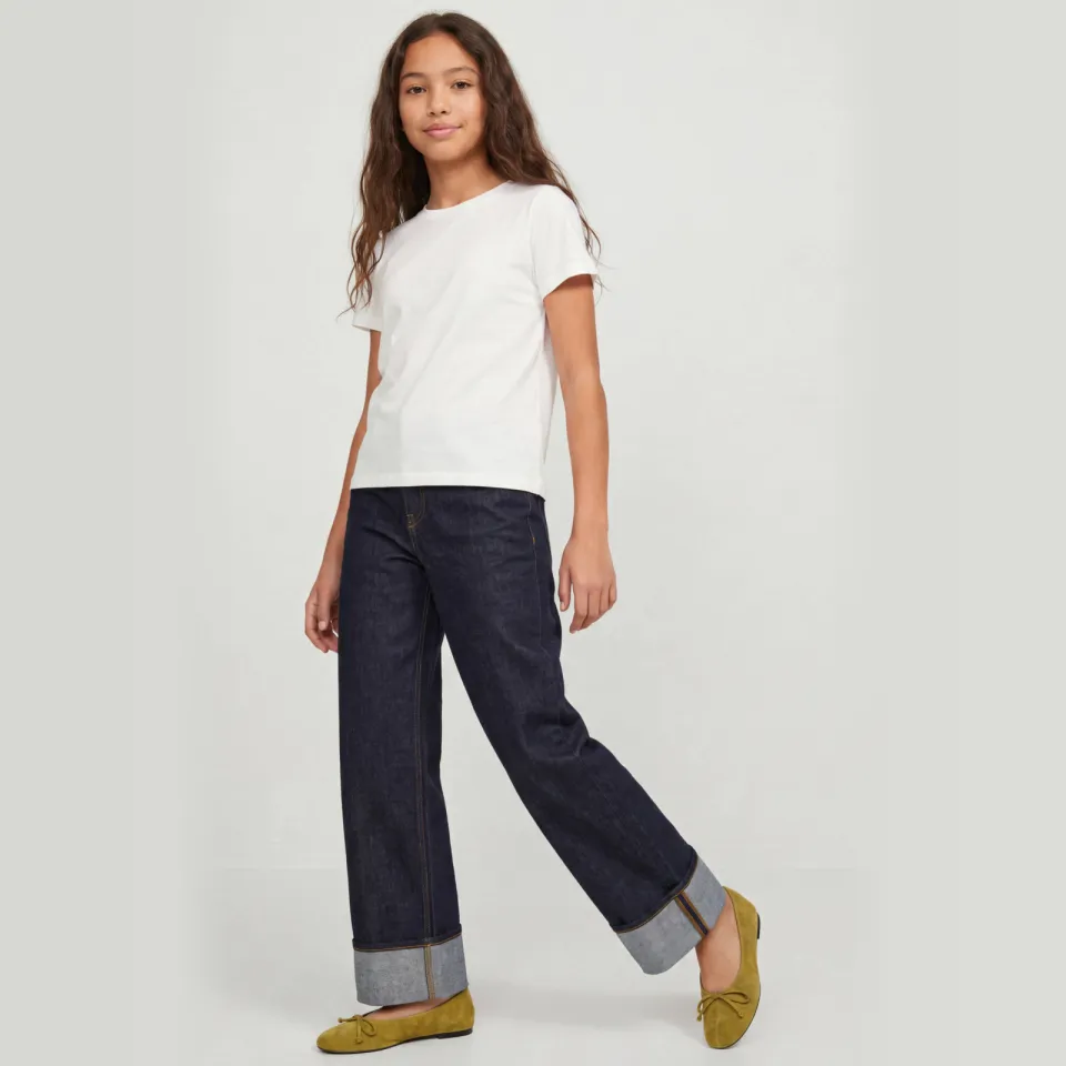 JJXX GIRL JXTOKYO regular fit wide leg jeans - donkerblauw Dark blue denim