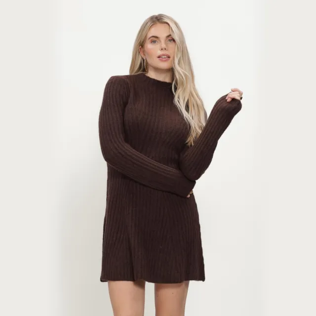 Y.A.S. YAS Dames Jurken Yasdolly Ls Knit Dress - Bruin