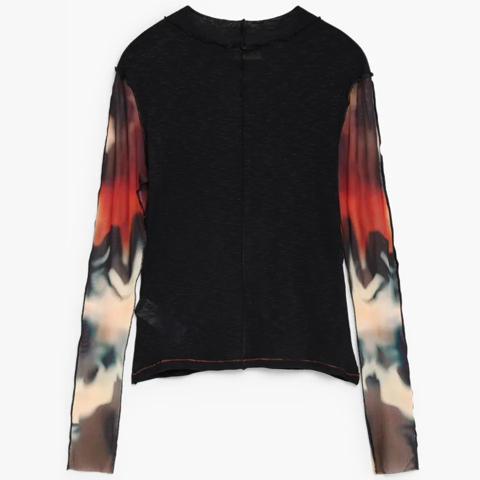 Desigual top met transparante mouwen - zwart, foto 2