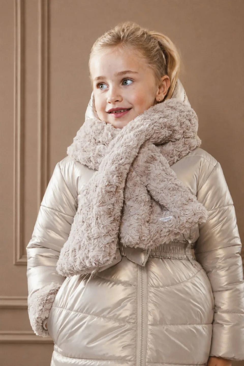 Le Chic reversible faux fur winterjas met ceintuur goud, foto 8
