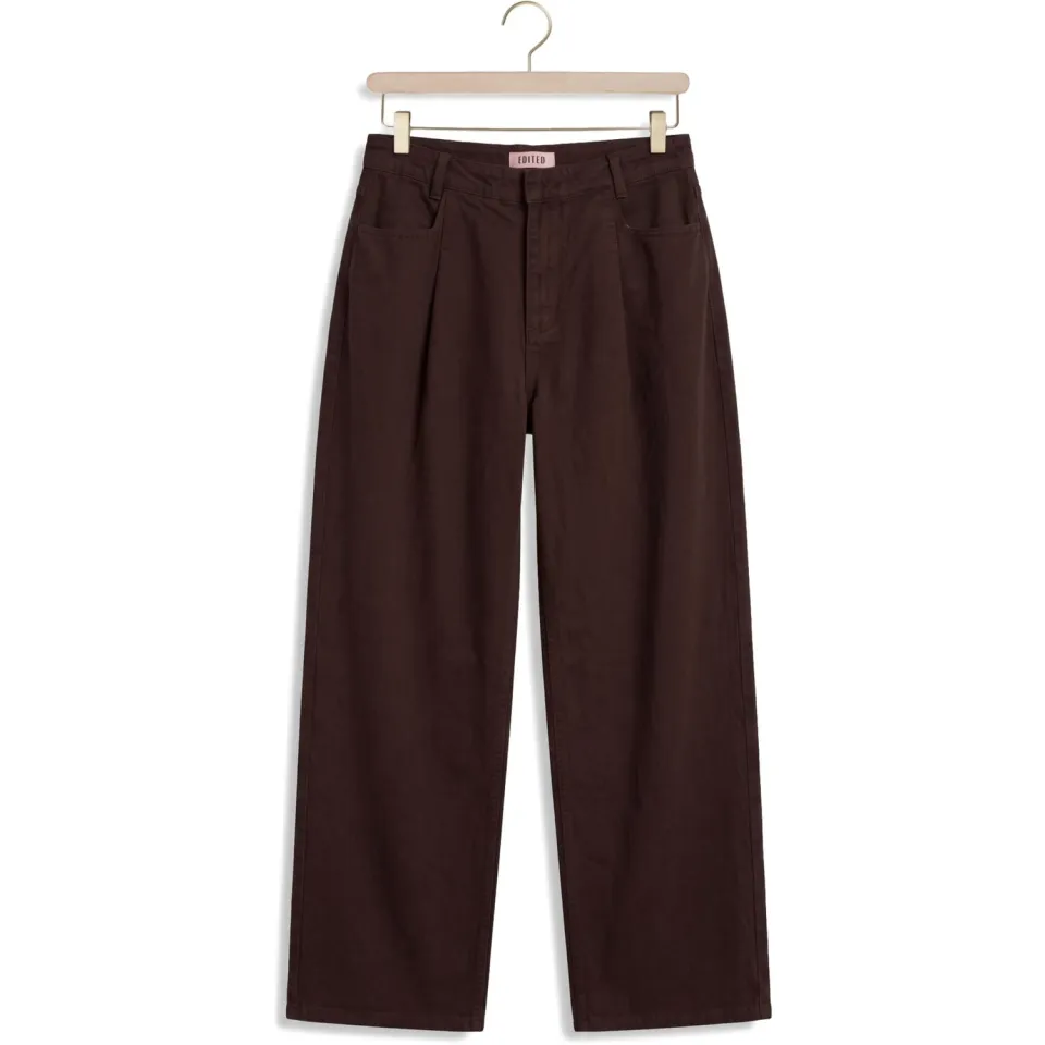 Edited high waist wide leg jeans - donkerbruin, foto 2