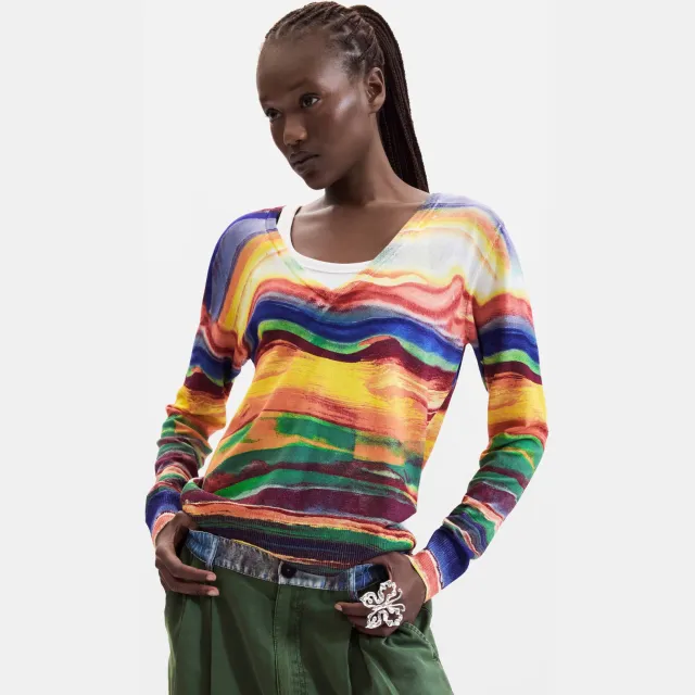 Desigual fijn gebreide trui - meerkleurig multi, foto 2