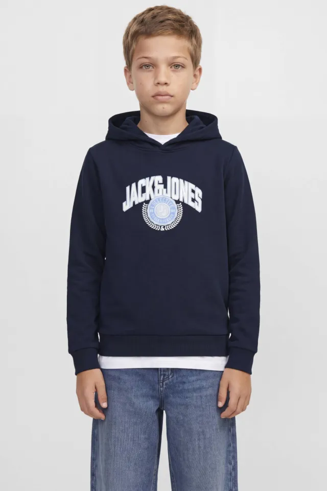 Jack & Jones JUNIOR hoodie met logo - donkerblauw