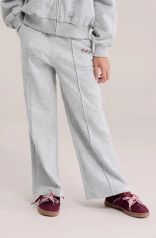 WE Fashion wide leg sweatpant joggingbroek grijs melange, foto 4