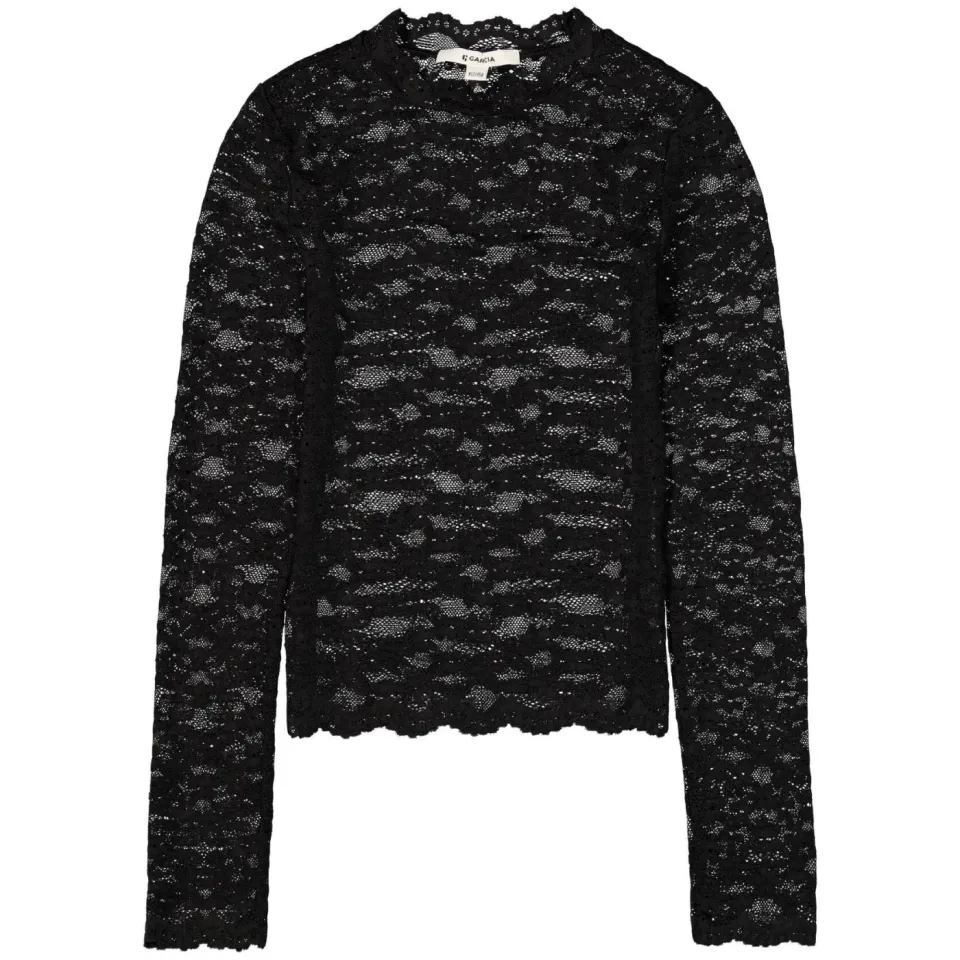 Garcia kanten longsleeve zwart, foto 2