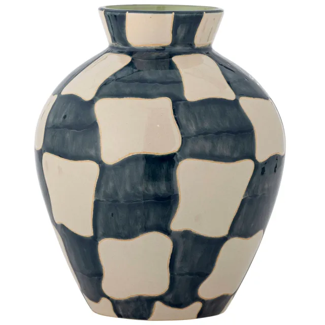 Bloomingville vaas Check blauw