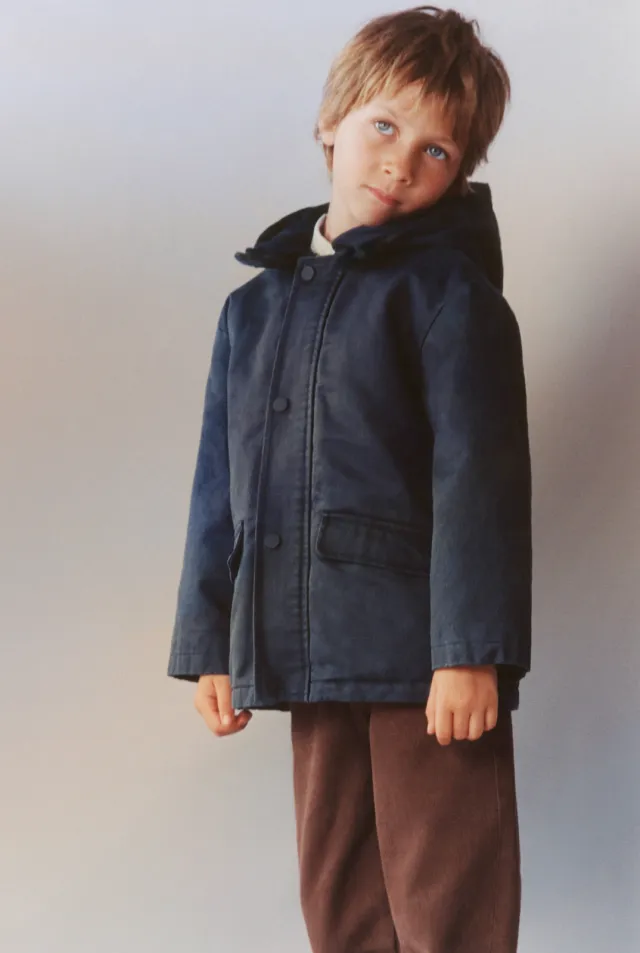 Mango corduroy parka marineblauw