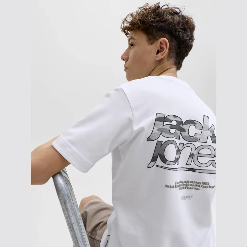 Jack & Jones junior t-shirt wit met backprint, foto 4