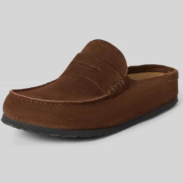 Birkenstock Loafers van echt leer model 'Naples' Bruin