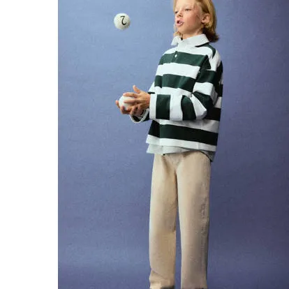 Mango Kids gestreepte polo - donkergroen, foto 4