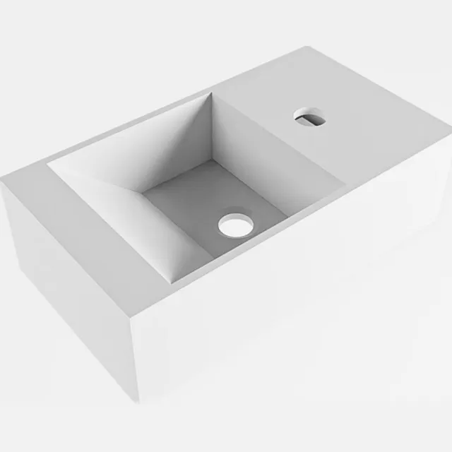 Mondiaz Fontein Mondiaz Tyne 40 cm Solid Surface Positie Links 1 Kraangat Talc