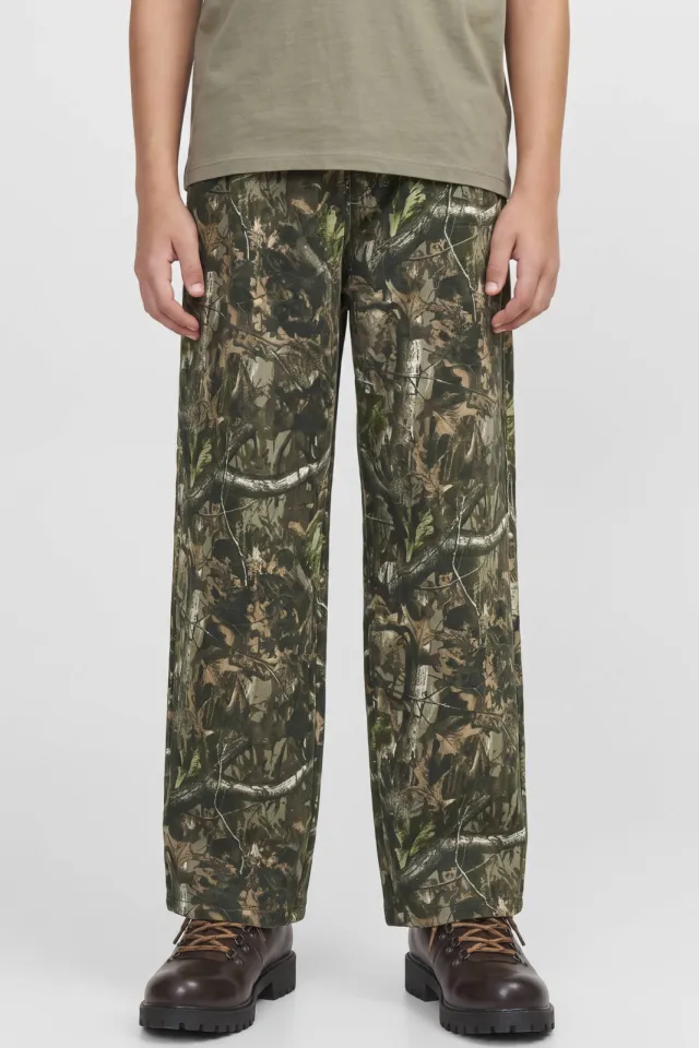 Jack & Jones JUNIOR barrel joggingbroek met print - donkergroen