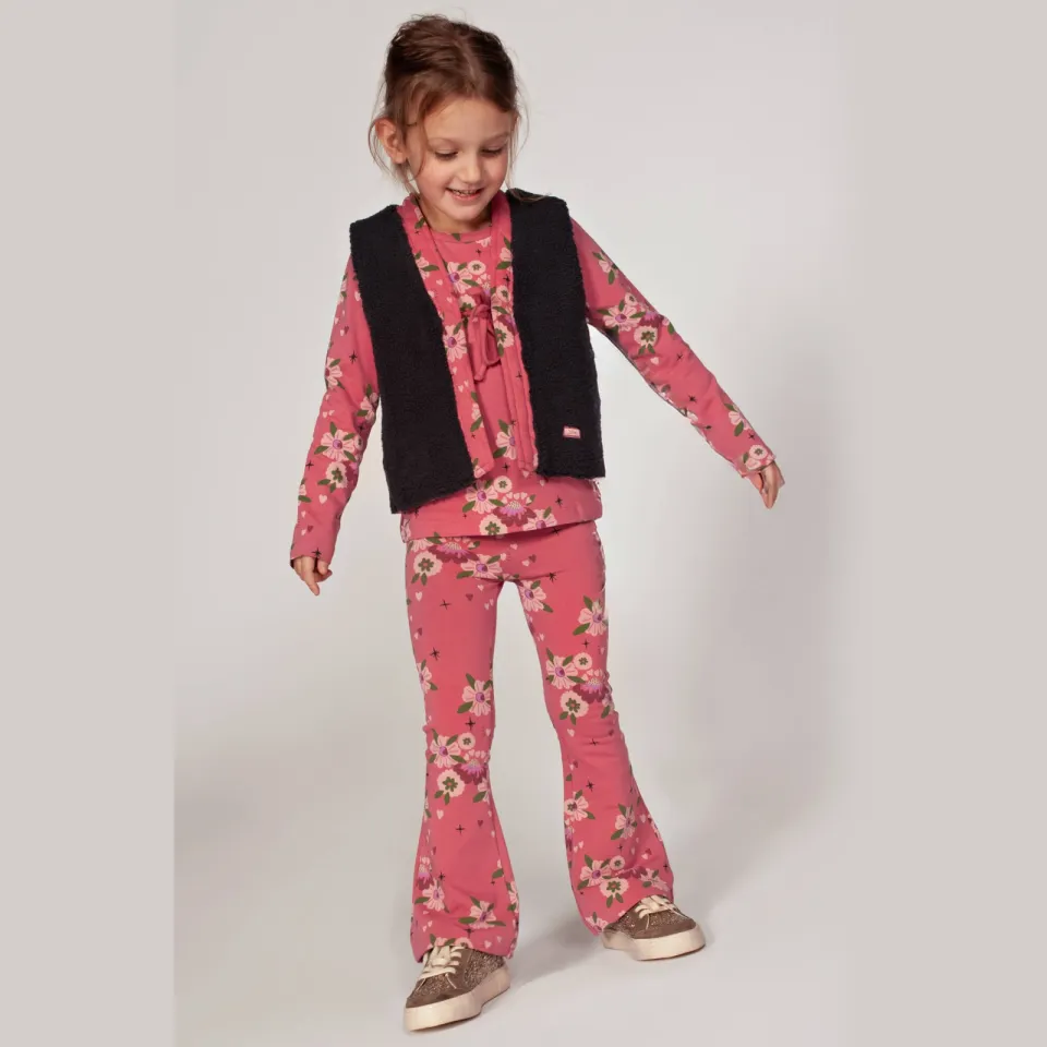 Jubel reversible teddy gilet Moon Flowers antraciet/roze, foto 6