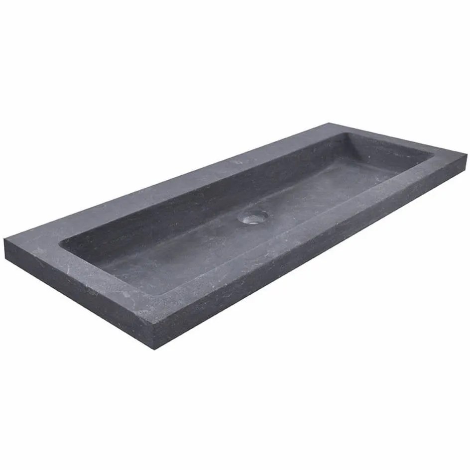 Boss & Wessing BWS Wastafel Hardsteen 100x46x5 cm 0 Kraangaten Mat Zwart, foto 2